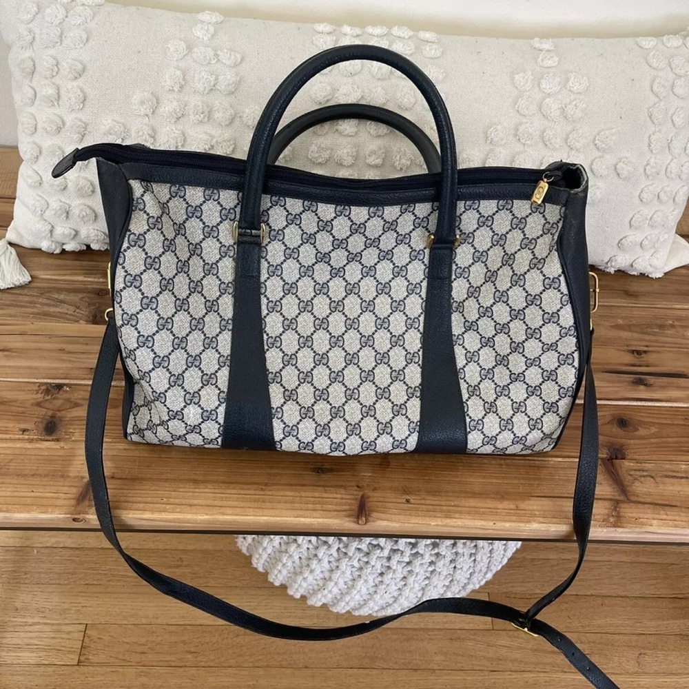 Gucci Blue and Cream Tote vintage